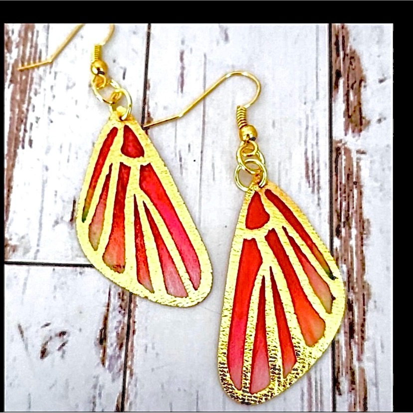 Rose & Gold Butterfly Wing Earrings